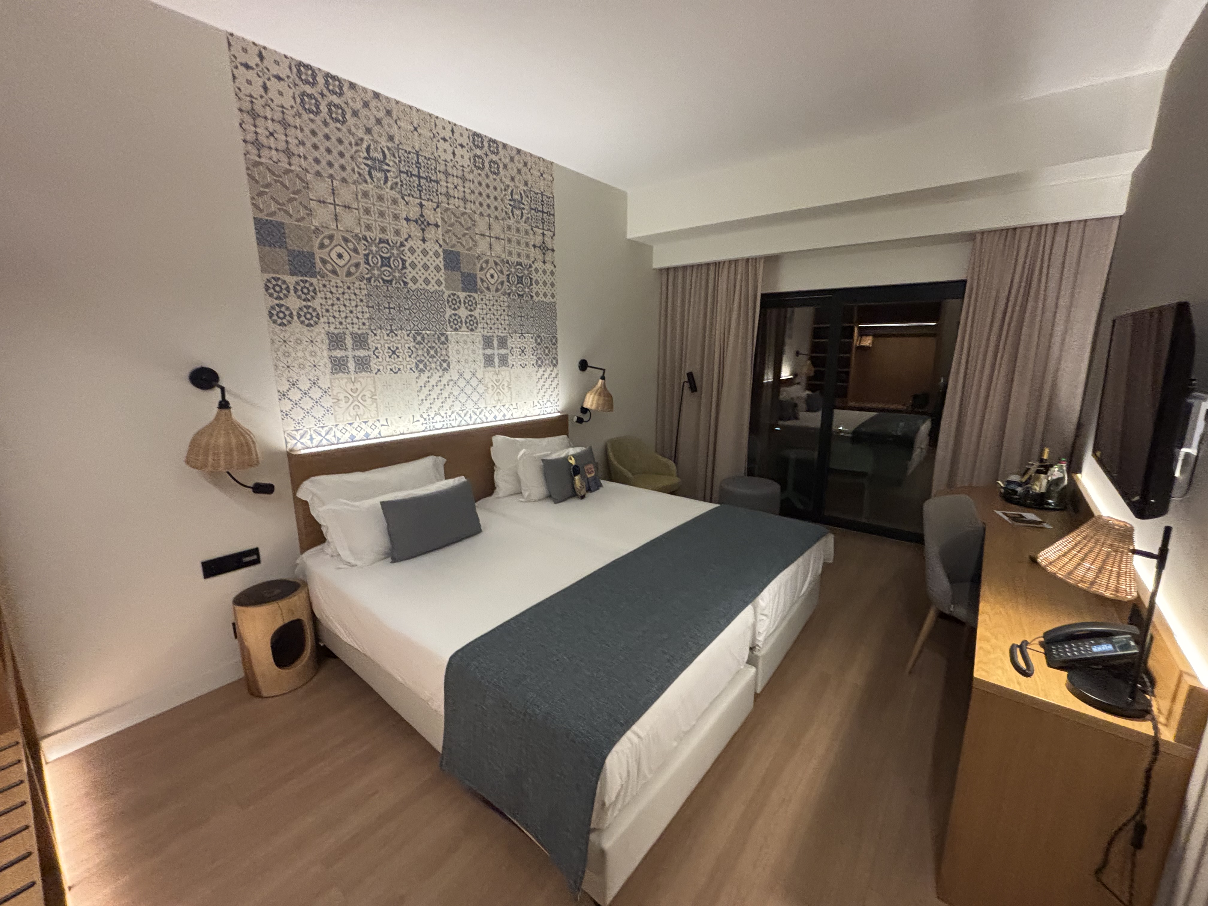 Hotel room with Portuguese tile feature